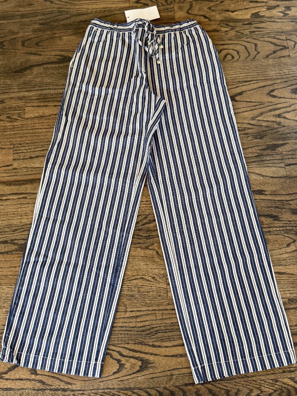 ZARA STRIPED Casual Blue & White WIDE LEG PANTS Size SMALL NWT $59